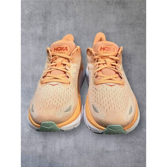 Hoka One One Clifton 8 Running Shoes Cantaloupe Wmns Size 9 B Cushioned Sneakers - Picture 2 of 7